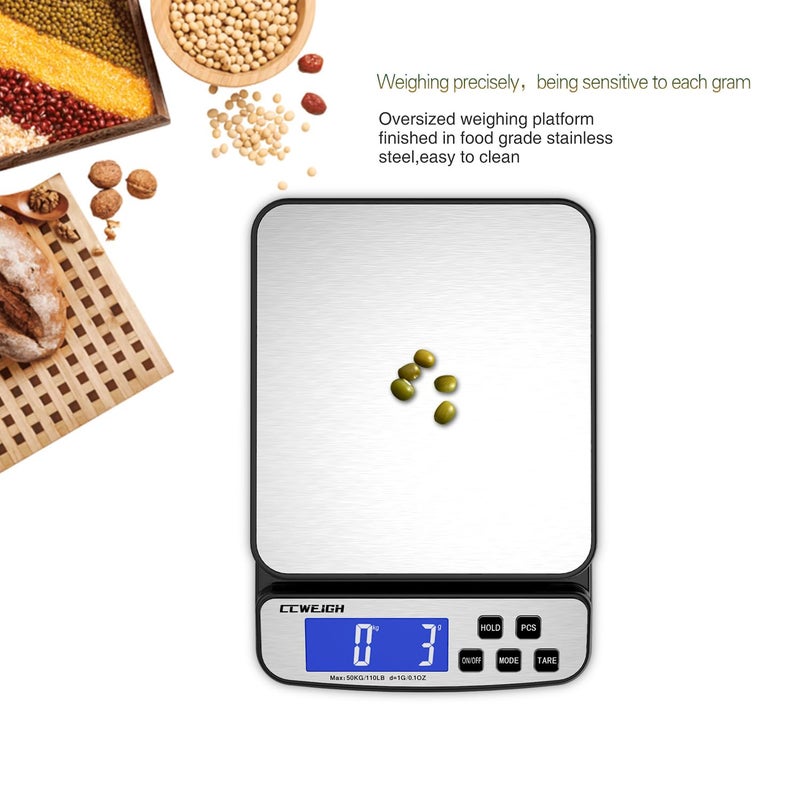 CCWEIGH Digital Shipping Scale 110 lbs x 1g with Hold and Counting Function Mail Scale Postage Scale for Shipping Packages,Postal Scale for Warehouses, Homes, Offices, and Courier Companies - Image 3